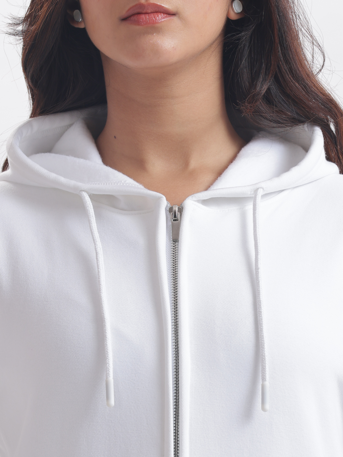Solids : White Zip Hoodie