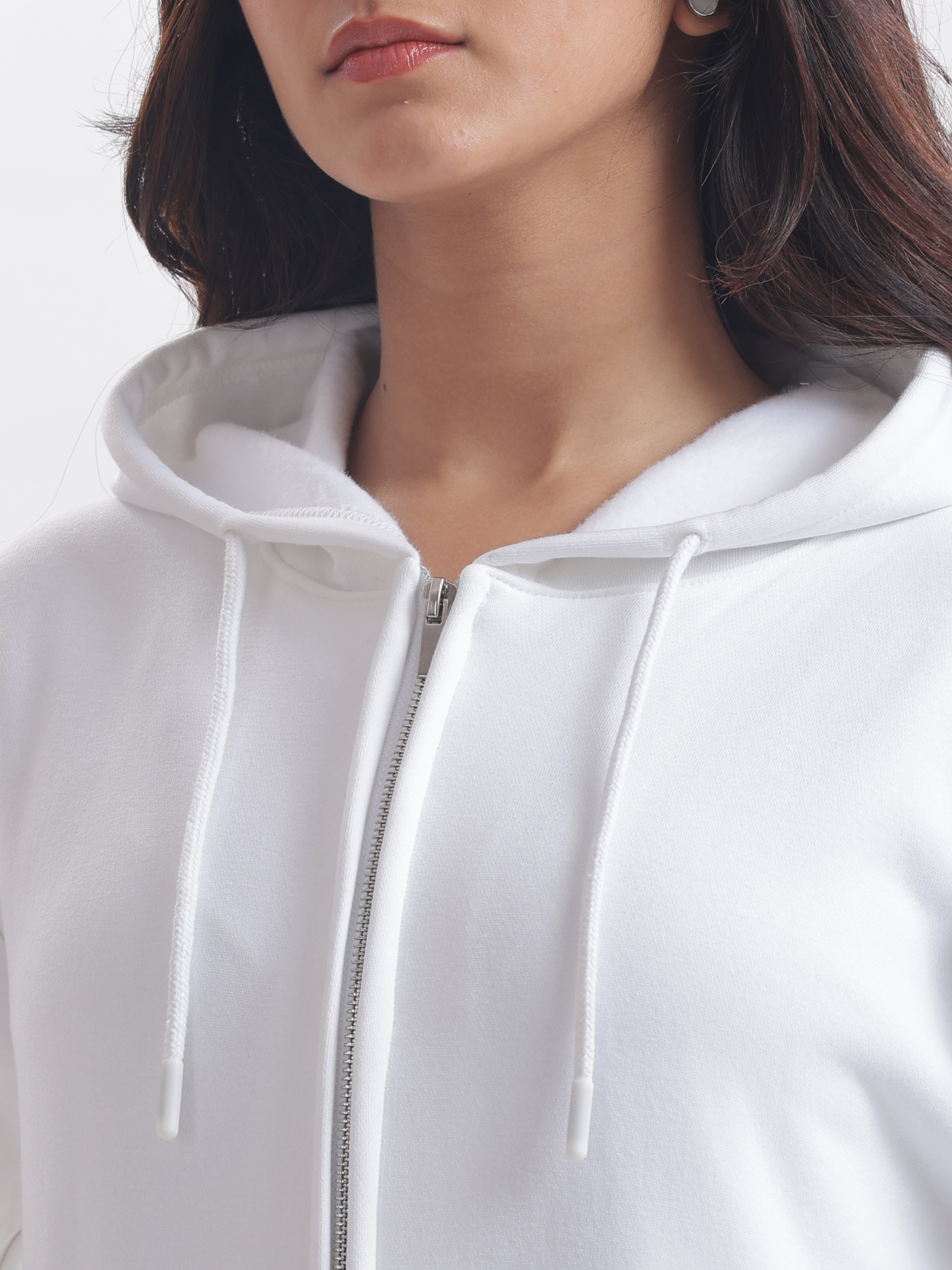 Solids : White Zip Hoodie