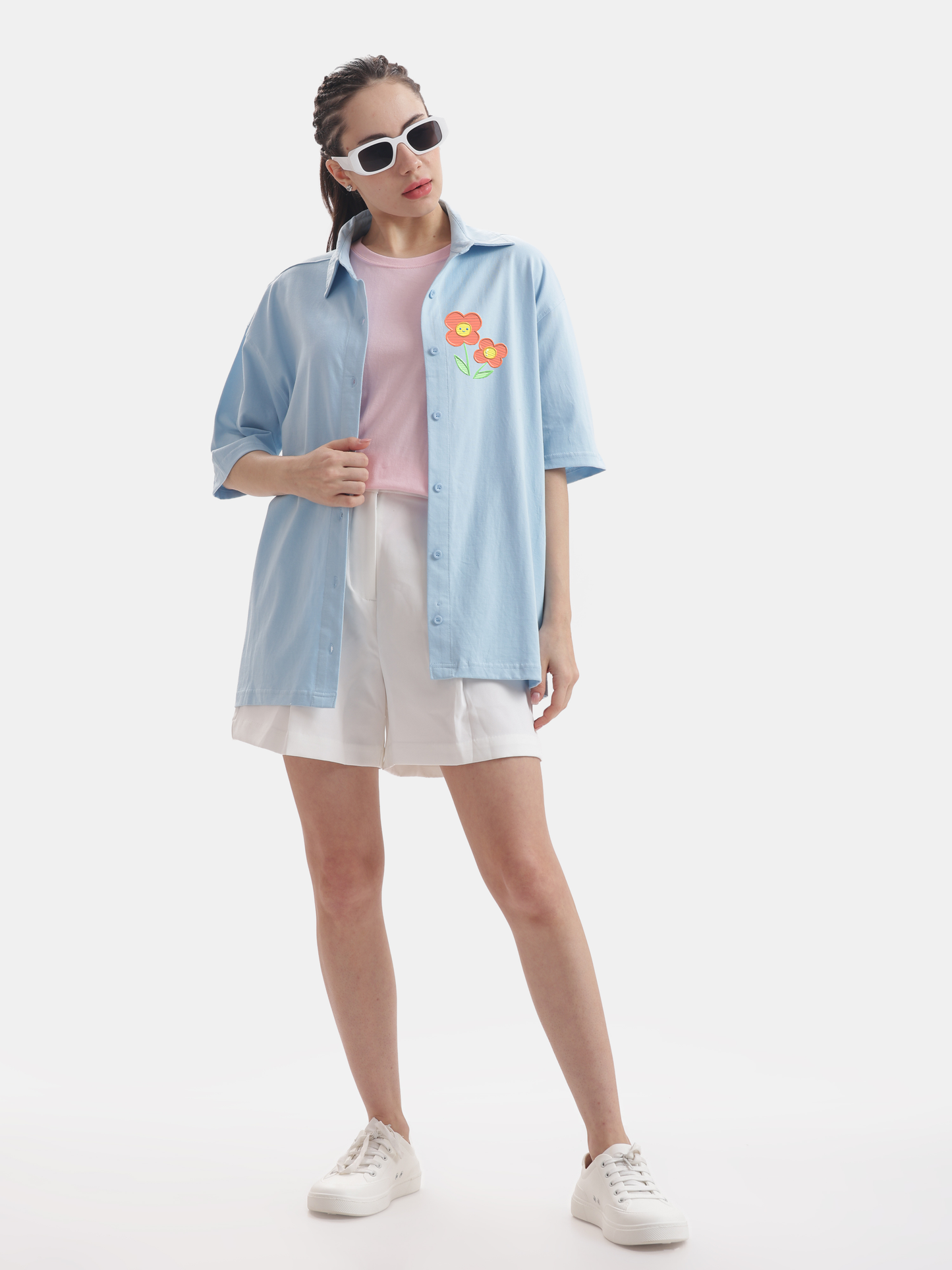 Beach Vibes : Flower Embroidery Shirt