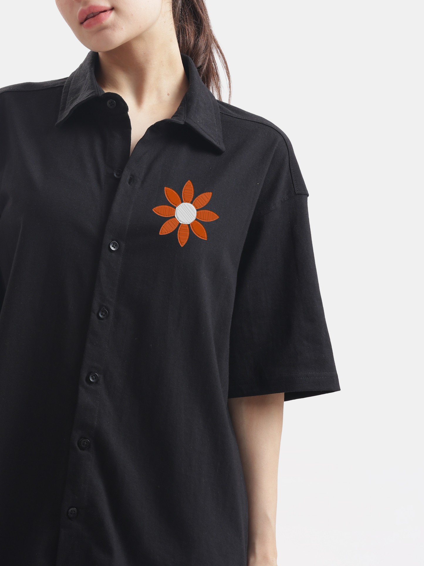 Sunset Vibes : Sunflower Embroidery Shirt
