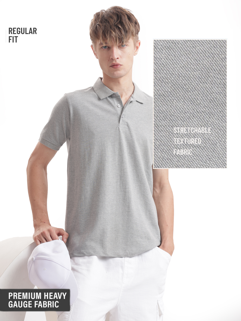 Solid : Grey Melange Polo