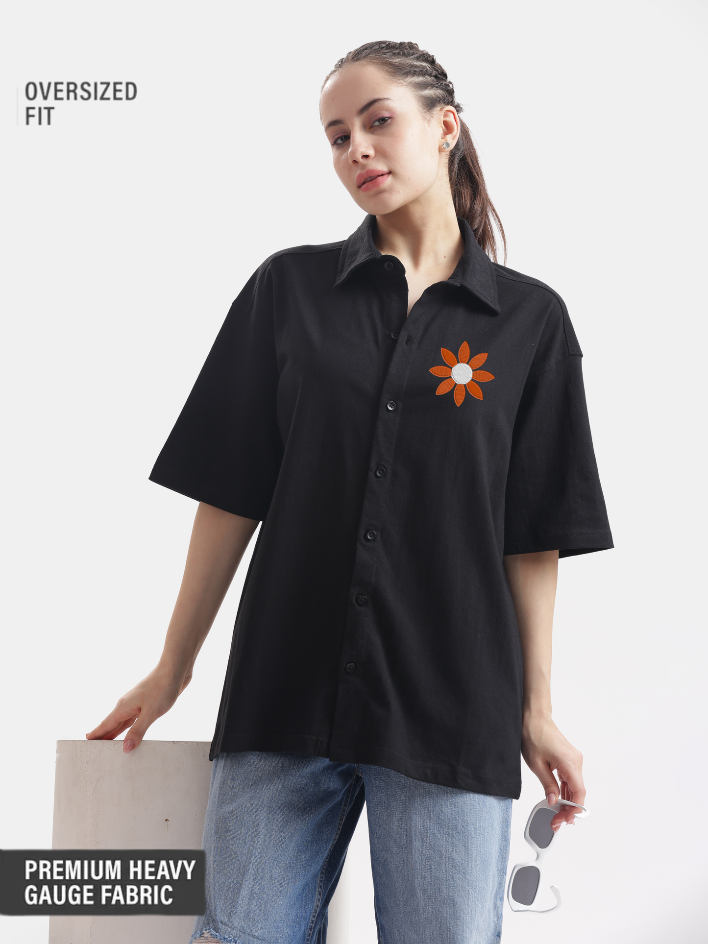 Sunset Vibes : Sunflower Embroidery Shirt