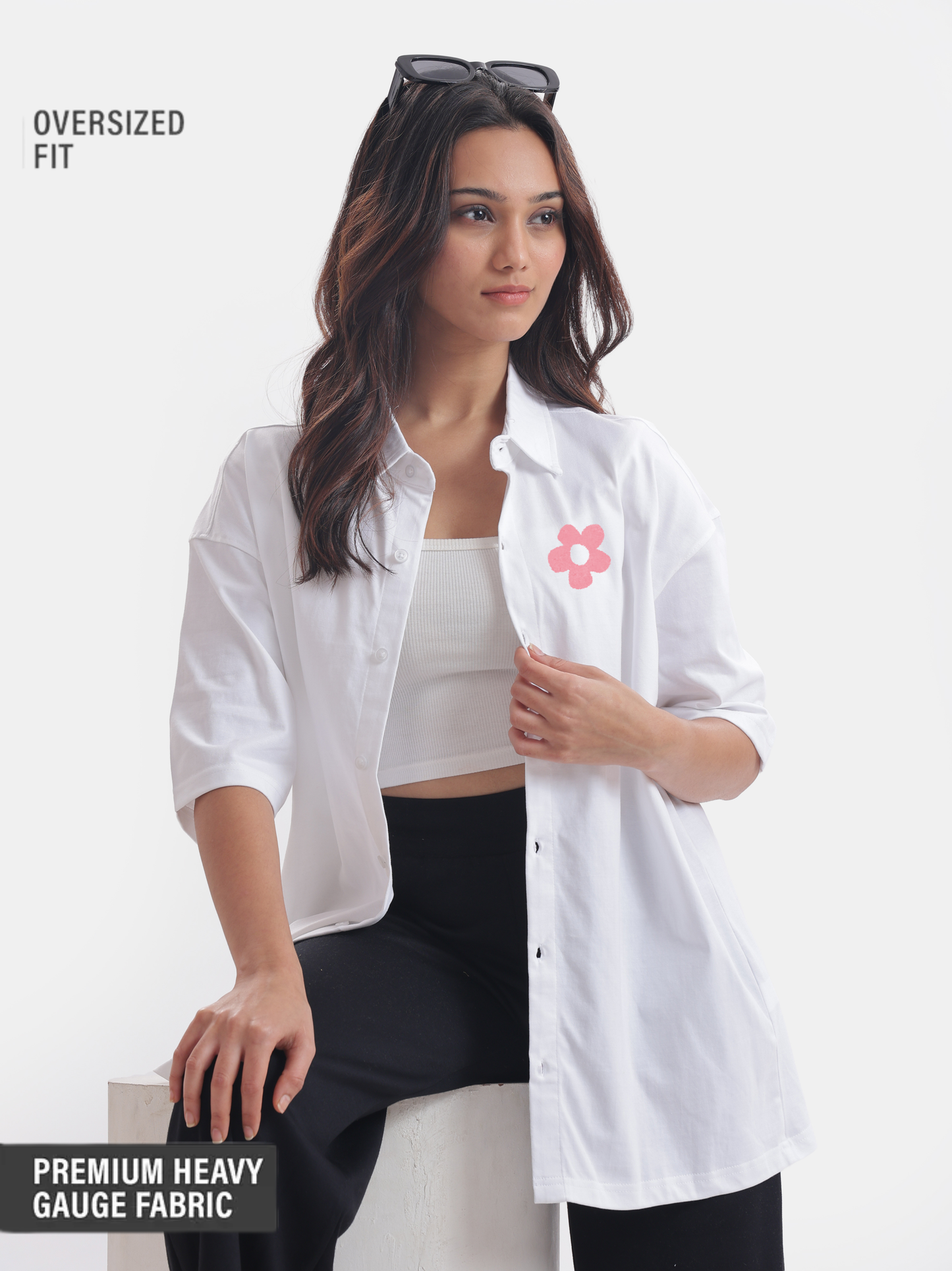 Beach Vibes : Flower Embroidery Shirt